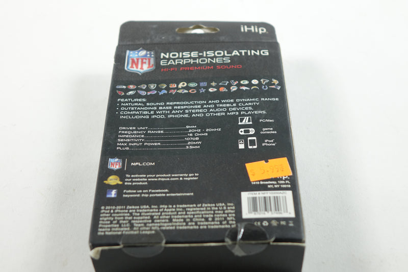 iHip NFF10200AZC NFL Arizona Cardinals Mini Ear Buds, Red/Black