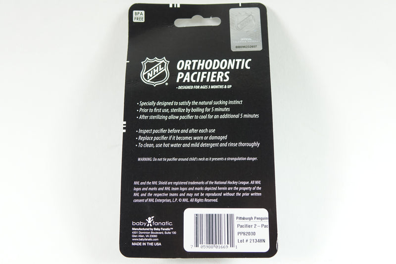 NHL Pittsburg Penguins Orthodontic Pacifiers - 2 PACK