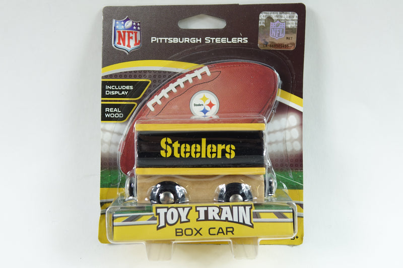 NFL Pittsburgh Steelers Real Wood Toy Train Boxcar, 6.5" x 5.5" x 2"