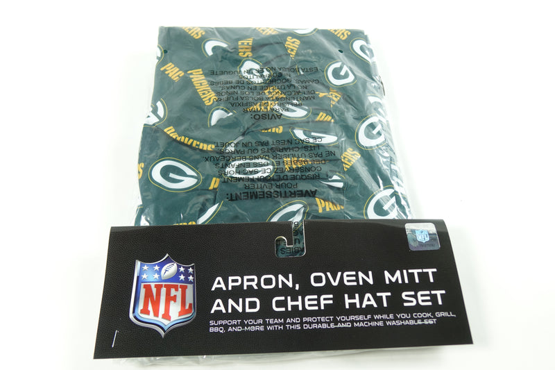 Northwest NFL Green Bay Packers 3-Piece Apron, Oven Mitt and Chef Hat Set