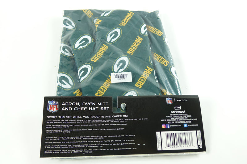 Northwest NFL Green Bay Packers 3-Piece Apron, Oven Mitt and Chef Hat Set