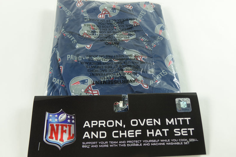 Northwest NFL New England Patriots 3-Piece Apron, Oven Mitt and Chef Hat Set