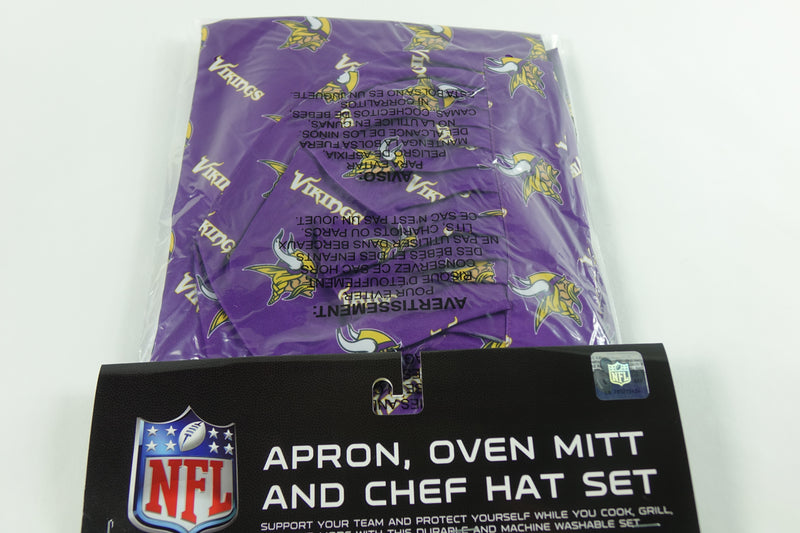 Northwest NFL Minnesota Vikings 3-Piece Apron, Oven Mitt and Chef Hat Set, Adult