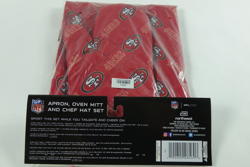 Northwest NFL San Francisco 49ers Adult 3-Piece Apron, Oven Mitt & Chef Hat Set