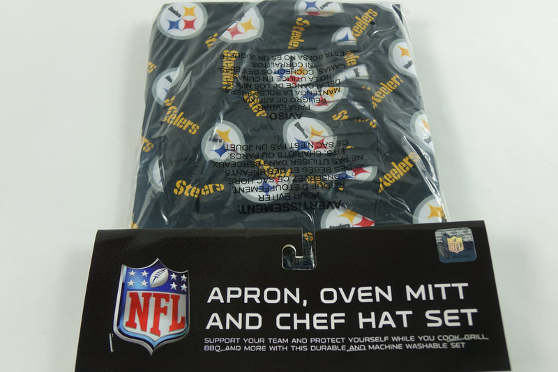 Northwest NFL Pittsburgh Steelers Adult 3-Piece Apron, Oven Mitt & Chef Hat Set