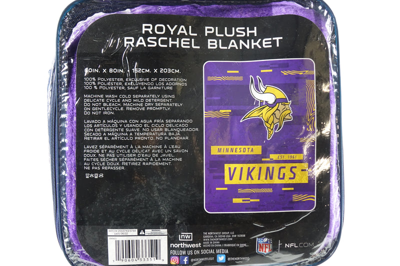 Northwest NFL Minnesota Vikings Royal Plush Raschel Blanket, 60"x80"