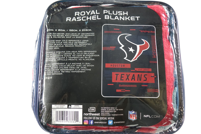 Northwest NFL Houston Texans Royal Plush Raschel Blanket, 60"x80"