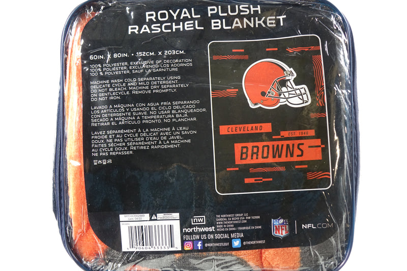 Northwest NFL Cleveland Browns Royal Plush Raschel Blanket, 60"x80"