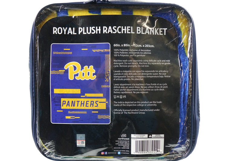 Northwest NCAA Pitt Panthers Royal Plush Raschel Blanket, 60"x80"