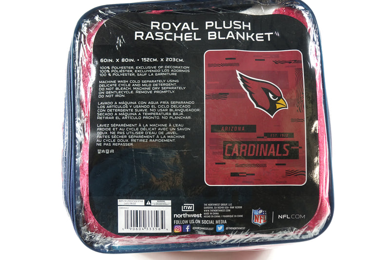 Northwest NFL Arizona Cardinals Royal Plush Raschel Blanket, 60"x80"