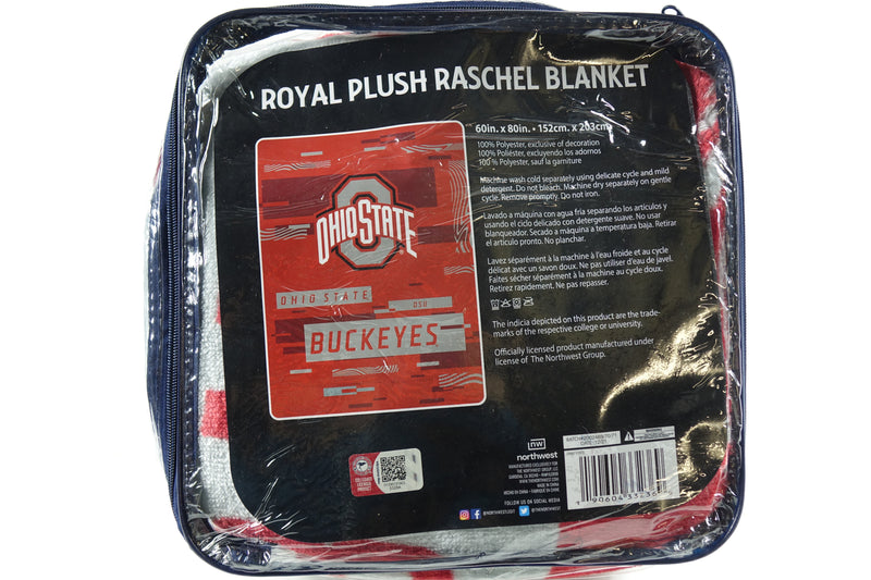 Northwest NCAA Ohio State Buckeyes Royal Plush Raschel Blanket, 60"x80"