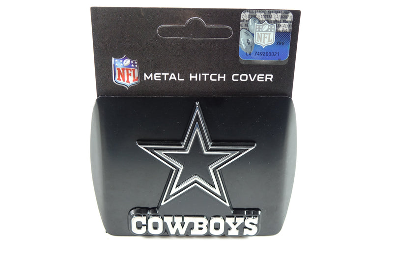 NFL Dallas Cowboys Black Metal Hitch Cover with Metal Chrome 3D Emblem