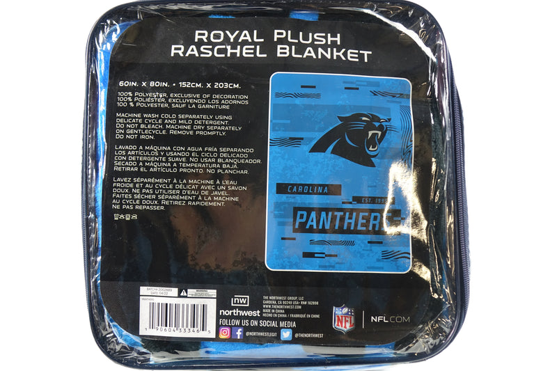 Northwest NFL Carolina Panthers Royal Plush Raschel Blanket, 60"x80"