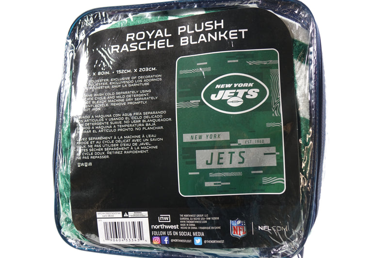 Northwest NFL New York Jets Royal Plush Raschel Blanket, 60"x80"