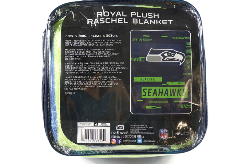 Northwest NFL Seattle Seahawks Royal Plush Raschel Blanket, 60"x80"