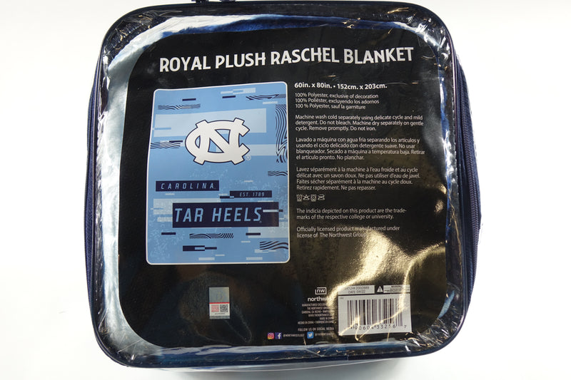 Northwest NCAA Carolina Tar Heels Royal Plush Raschel Blanket, 60"x80"