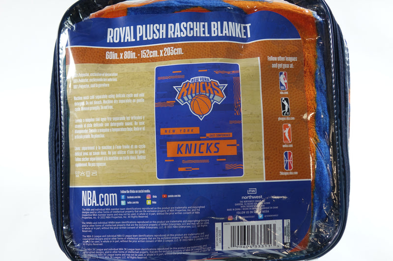 Northwest NBA New York Knicks Royal Plush Raschel Blanket, 60"x80"