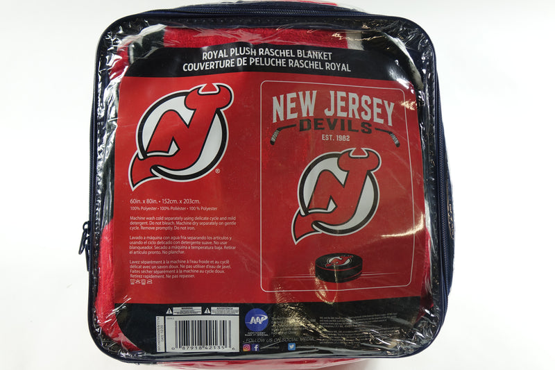 NHL New Jersey Devils Unisex-Adult Raschel Throw Blanket, 60" x 80", Inspired