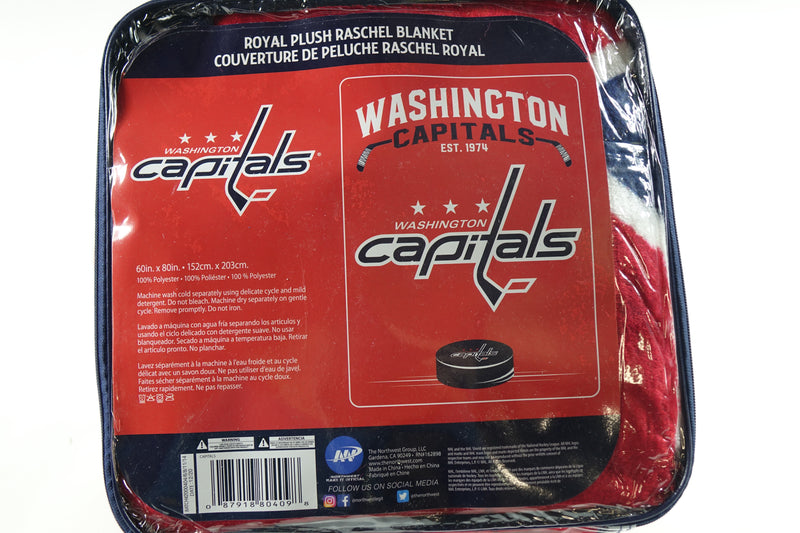 NHL Washington Capitals Raschel Throw Blanket, 60" x 80", Inspired