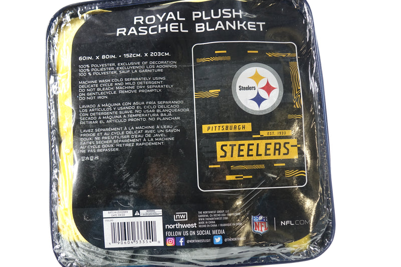 Northwest NFL Pittsburg Steelers Royal Plush Raschel Blanket, 60"x80"