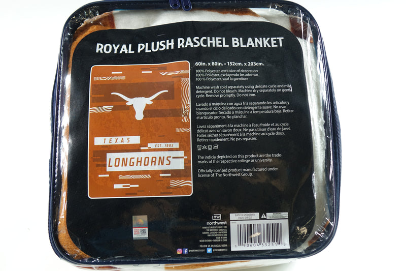 Northwest NCAA Texas Longhorns Royal Plush Raschel Blanket, 60"x80"