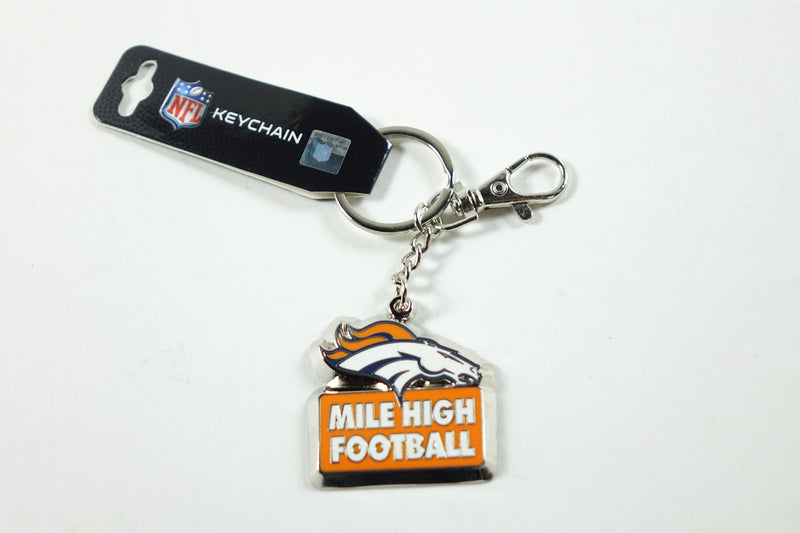 NFL Denver Broncos Mile High Football Tagline Zamac Metal Keychain