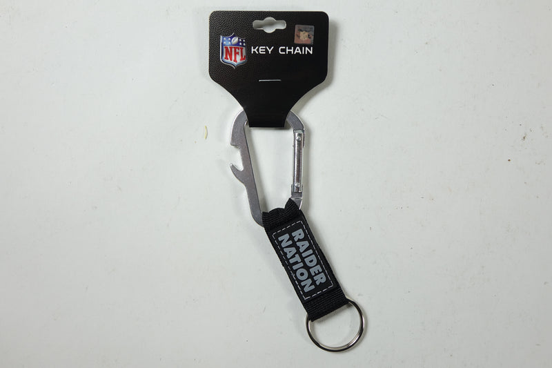 Las Vegas Raiders Raider Nation NFL Carabiner Keychain w/ Bottle Opener One Size