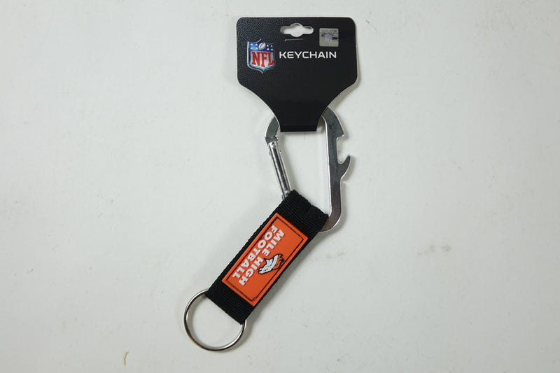 Denver Broncos NFL Mile High Football Carabiner Keychain w/ Bottle Open One Size