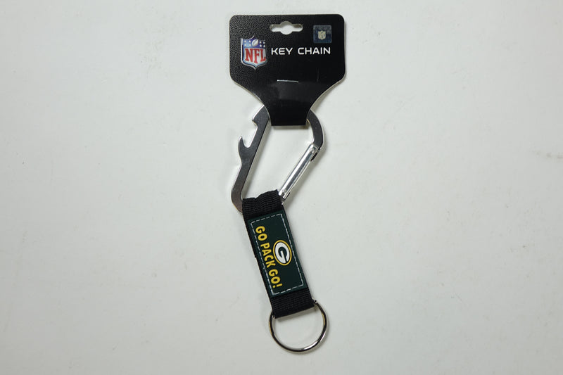 NFL Green Bay Packers Go Pack Go! Carabiner Keychain w/ Bottle Opener One Size