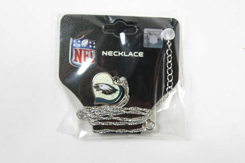 NFL Philadelphia Eagles Sports Team Logo Glitter Heart Necklace