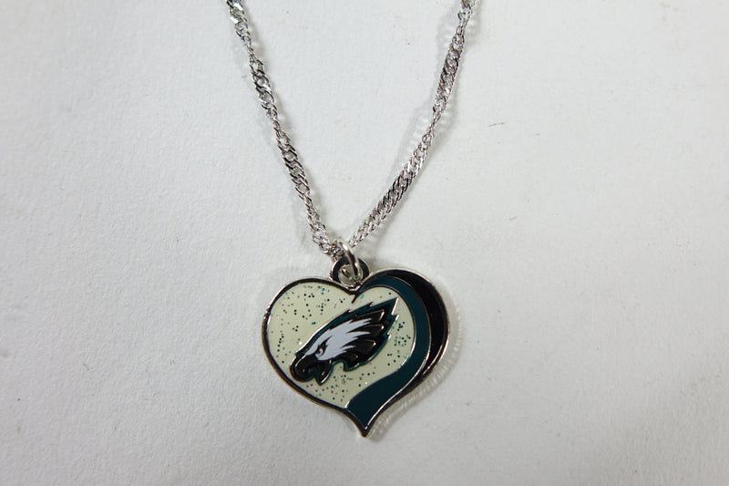 NFL Philadelphia Eagles Sports Team Logo Glitter Heart Necklace