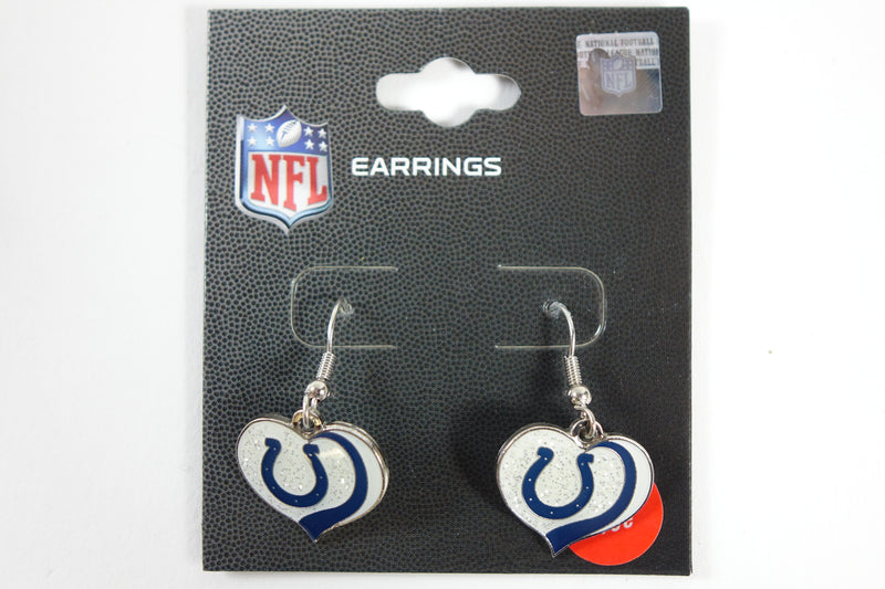 NFL Indianapolis Colts Earrings Glitter Heart, Team Color, (PSGLS0266118) Smal S