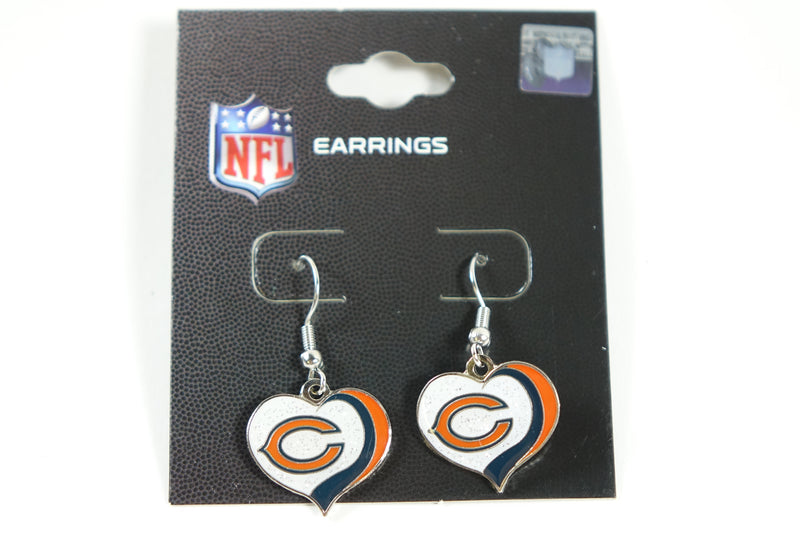 NFL Chicago Bears Earrings Glitter Heart, Team Color, (PSGLS0266110) Small S