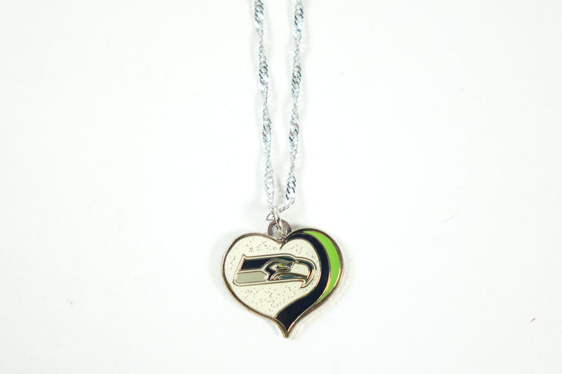 NFL Seattle Seahawks Necklace Glitter Heart