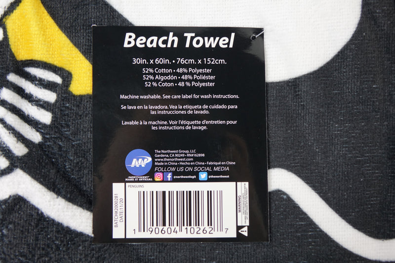 NHL Pittsburgh Penguins Beach Towel, 30" x 60", Stripes