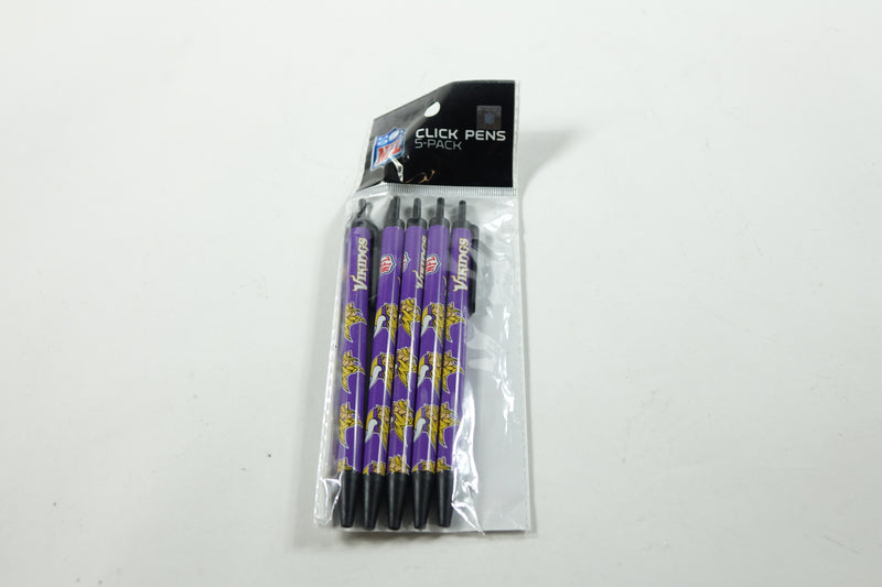 NFL Minnesota Vikings Disposable Black Ink Click Pens, 5-Pack