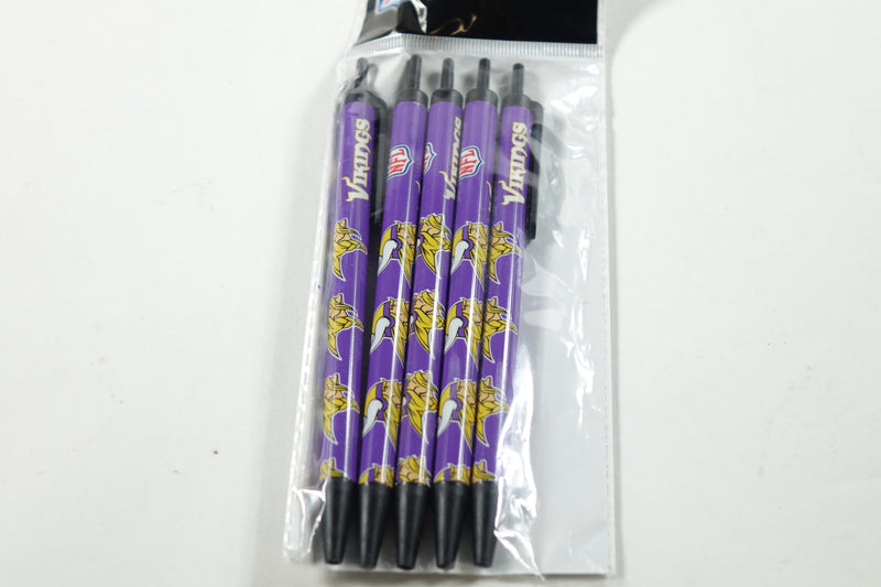 NFL Minnesota Vikings Disposable Black Ink Click Pens, 5-Pack