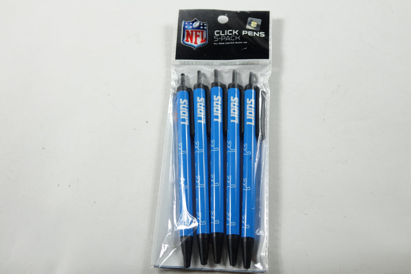 NFL Detroit Lions Disposable Black Ink Click Pens, 5-Pack