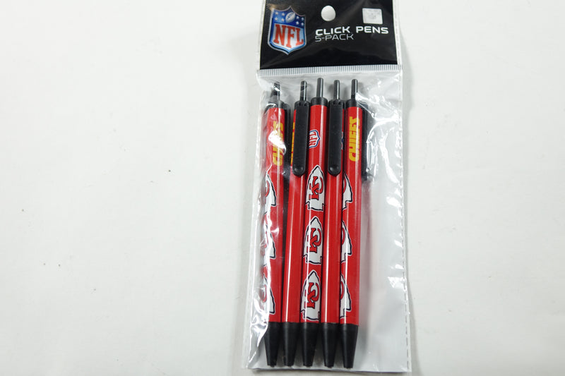 NFL Kansas City Chiefs Disposable Black Ink Click Pens, 5-Pack