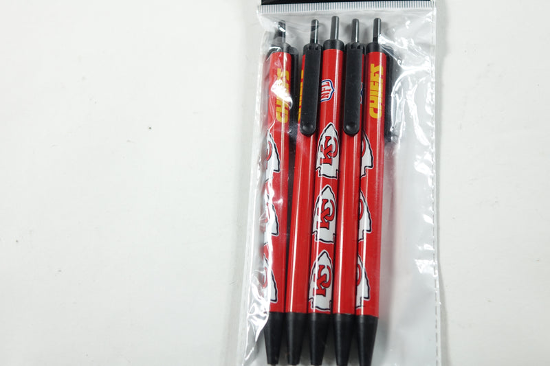 NFL Kansas City Chiefs Disposable Black Ink Click Pens, 5-Pack