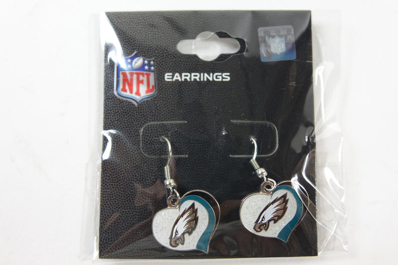 NFL Philadelphia Eagles Philadelphia Eagles Earrings Glitter Heart, Green, Sma S