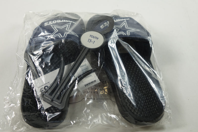 NFL Raised Logo Slide Flip Flops Youth Dallas Cowboys Size 13-1 Medium