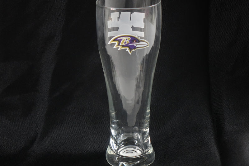 Logo Brands NFL Baltimore Ravens 16oz Letterman Pilsner Glass