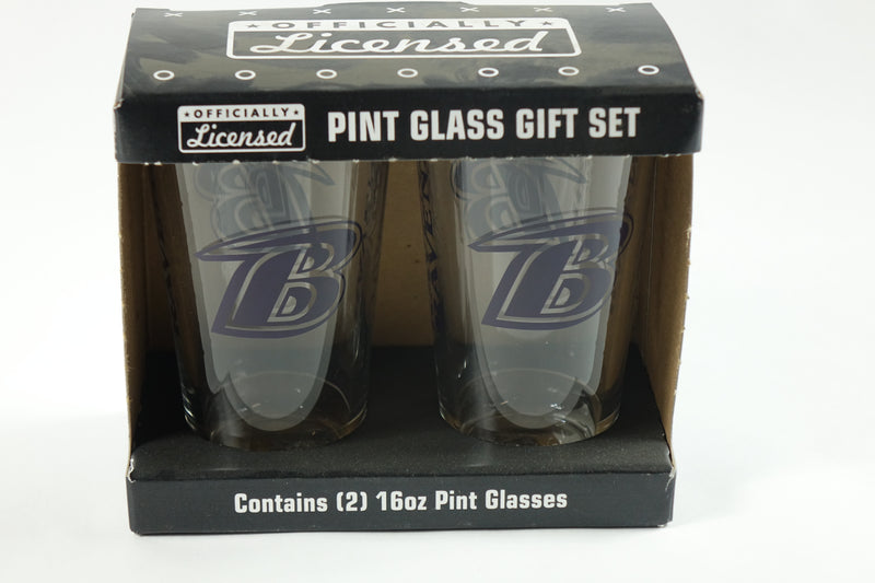 logobrands NFL Baltimore Ravens Two-Pack 16oz. Pint Glass Set