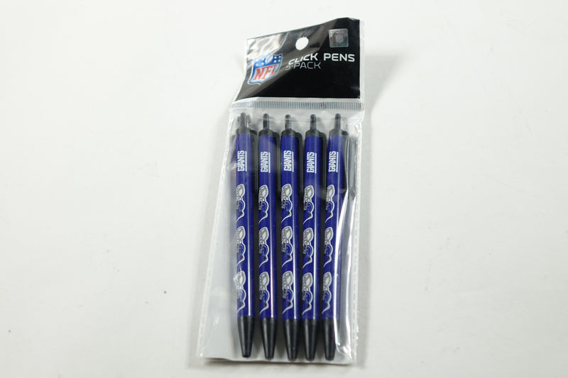 NFL Football Team New York Giants Officially Licensed Black Ink Click Pens-5Pk