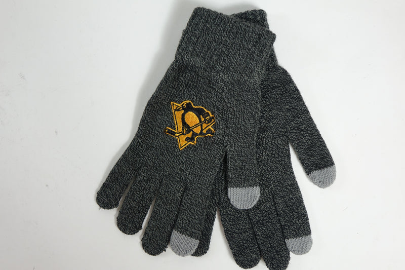 NHL FOCO Gray Knit Texting Gloves (Penguins)