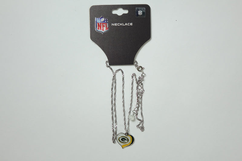 NFL Green Bay Packers Sports Team Logo Glitter Heart Necklace