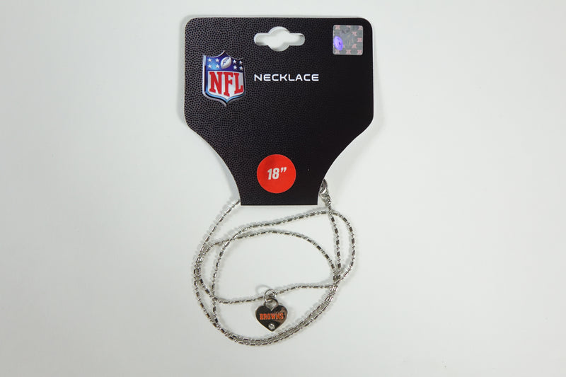 NFL Cleveland Browns Neckless Sliver Heart Orange Browns