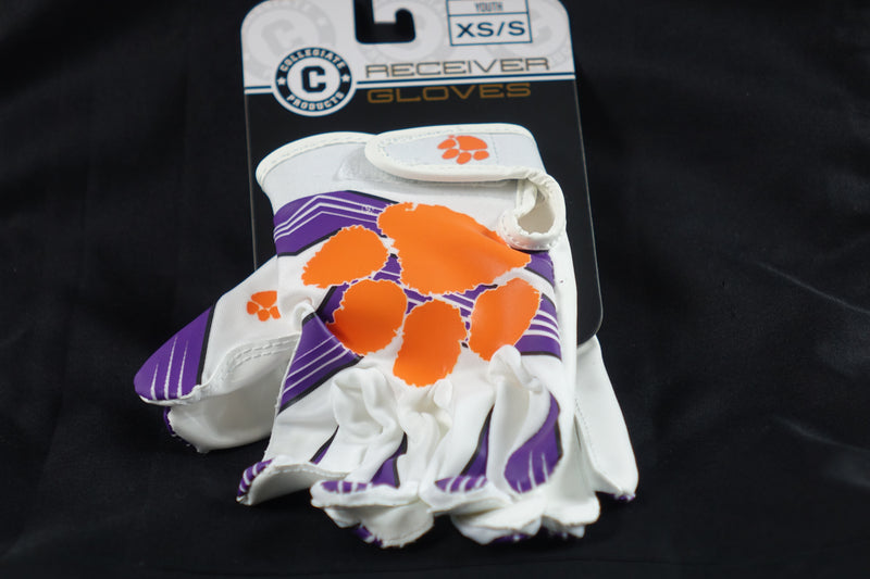 Franklin NCAA Clemson Tigers College Football Receiver Gloves Youth S/XS Pair