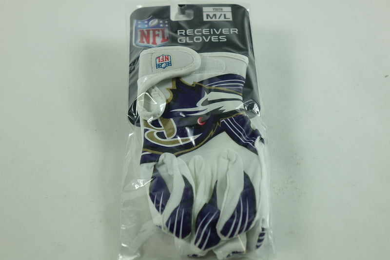 Franklin Sports Baltimore Ravens Youth NFL Football Receiver Gloves - M/L Pair